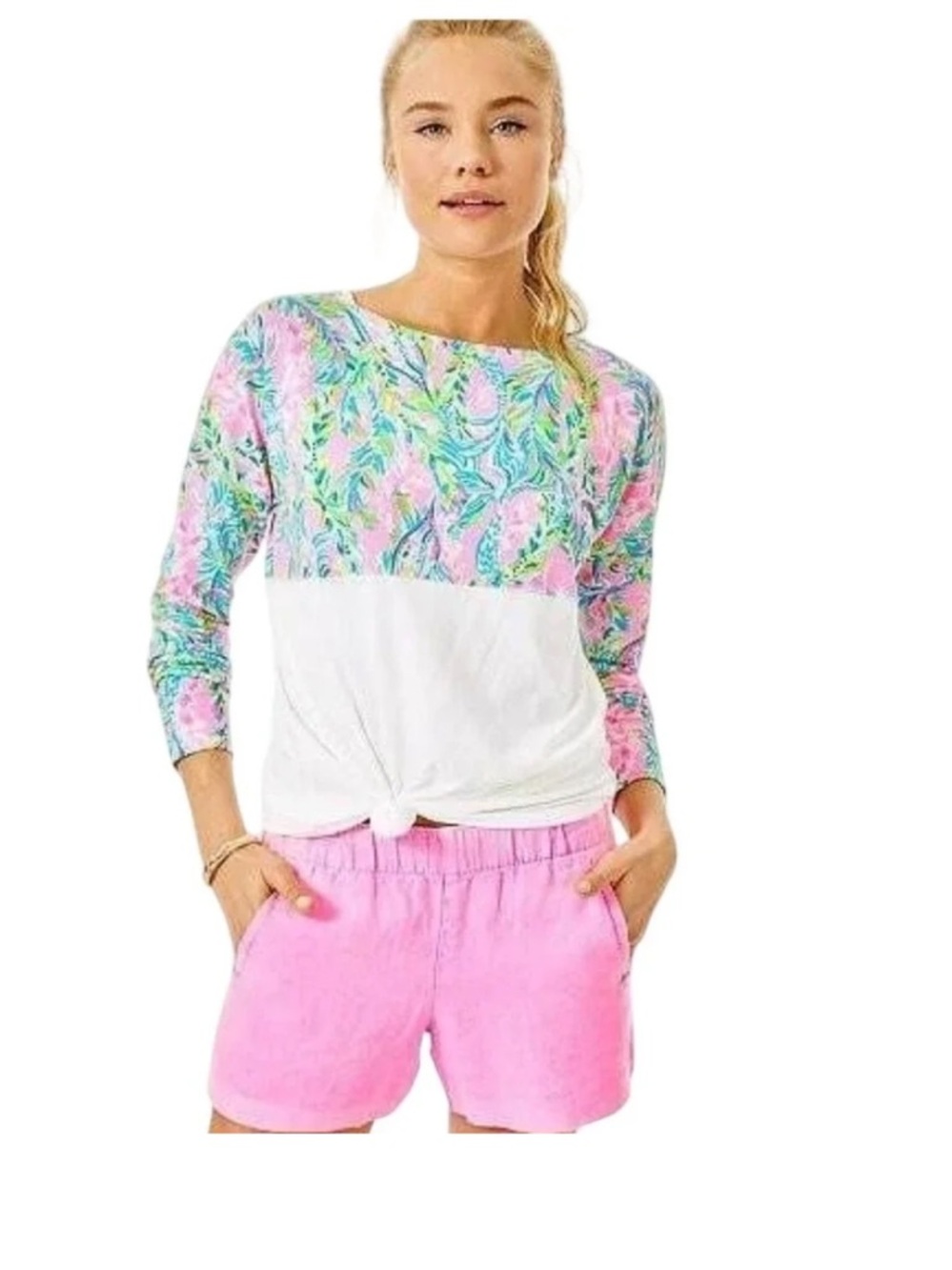 Lilly Pulitzer Finn Top Unicorn of the Sea Long Sleeve Tee Shirt Large